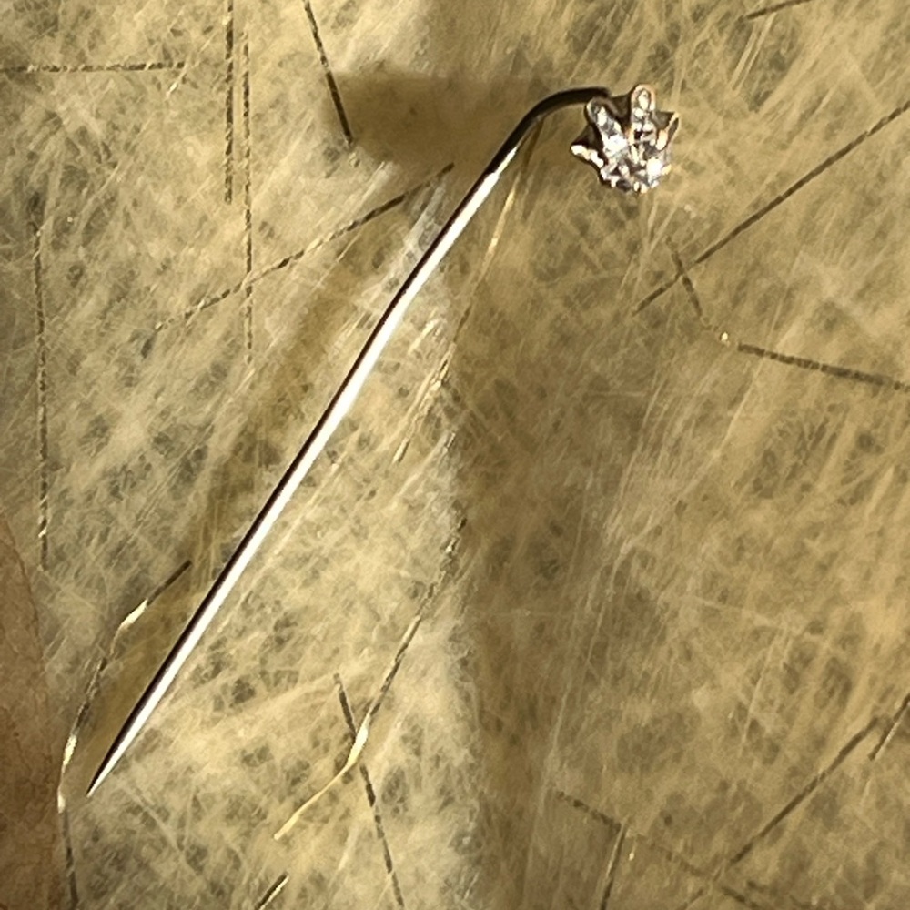 Vintage Silver Tone Crystal Stick Pin Hat Pin Estate Jewelry